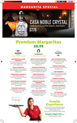 Premium Margaritas $8.95