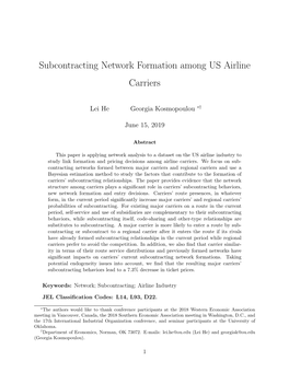 Subcontracting Network Formation Among US Airline Carriers