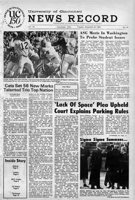 University of Cincinnati News Record. Tuesday, November 26, 1968. Vol