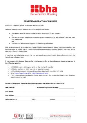 Domestic Abuse Pass Form