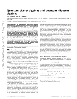 Quantum Cluster Algebras and Quantum Nilpotent Algebras