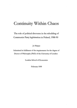 Continuity Within Chaos