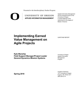 Implementing Earned Value Management on Agile Projects