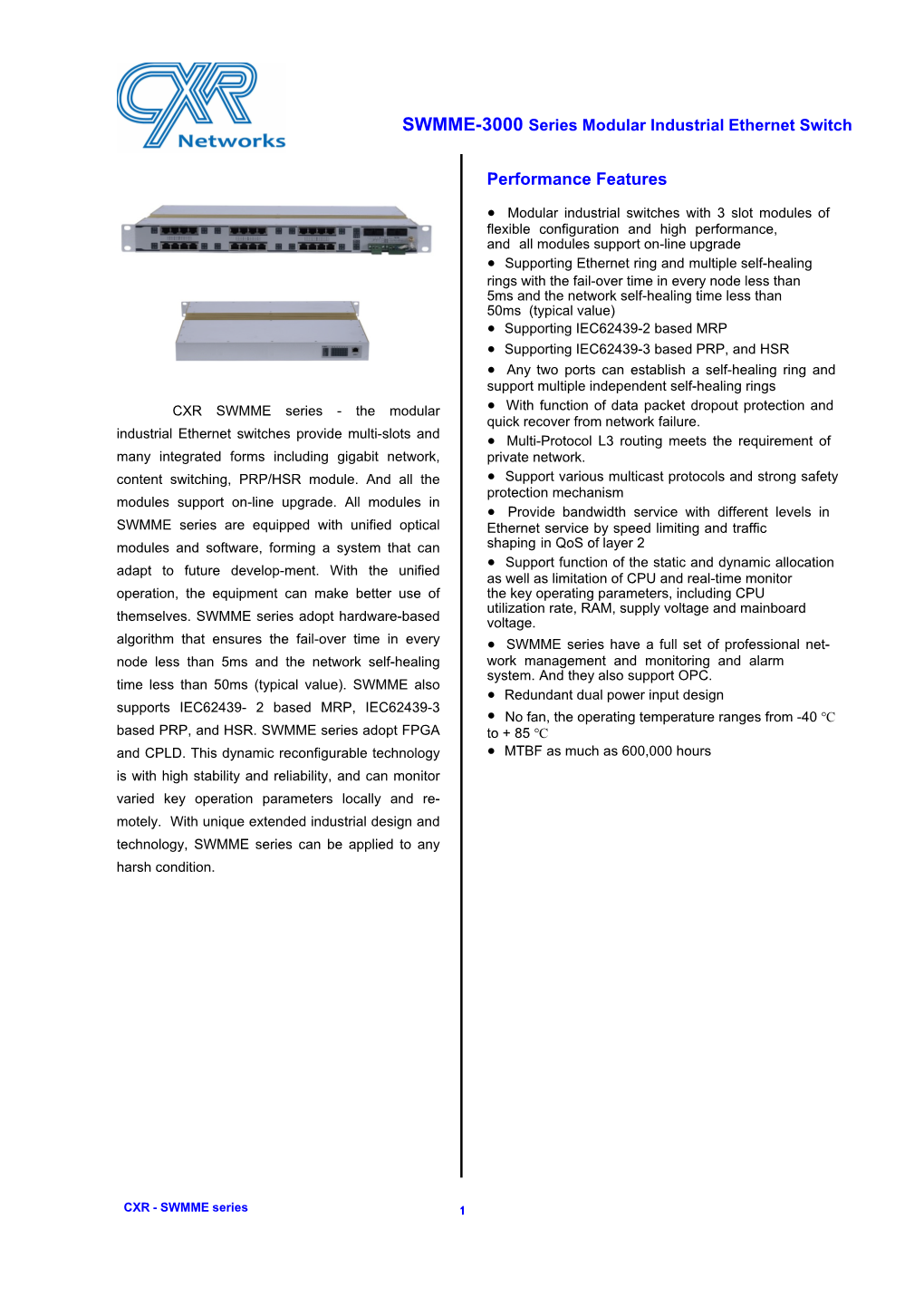 SWMME-3000 Series Modular Industrial Ethernet Switch (EN)