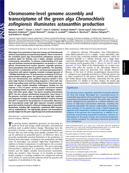 Chromosome-Level Genome Assembly and Transcriptome of the Green Alga Chromochloris Zofingiensis Illuminates Astaxanthin Producti