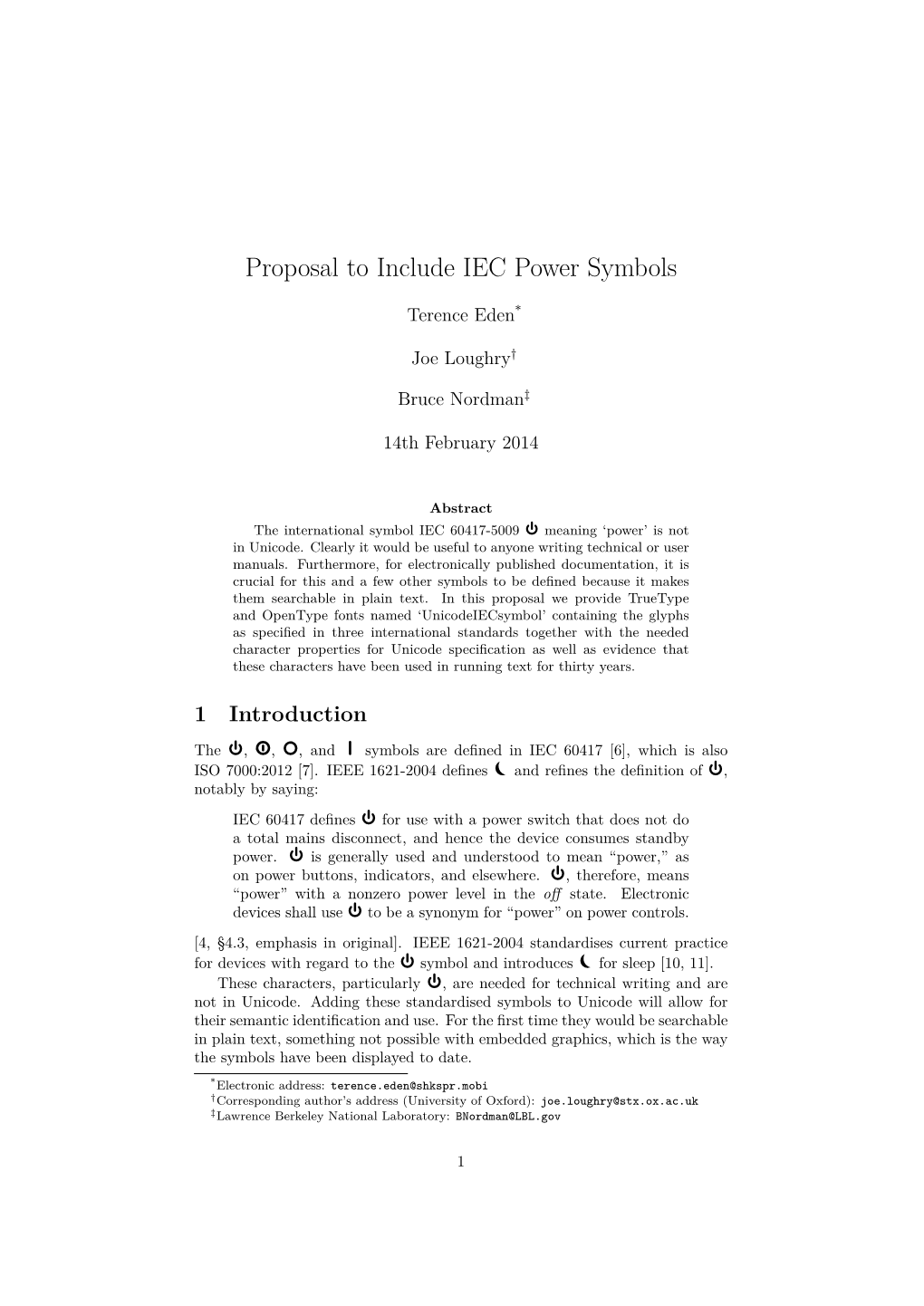 Proposal to Include IEC Power Symbols