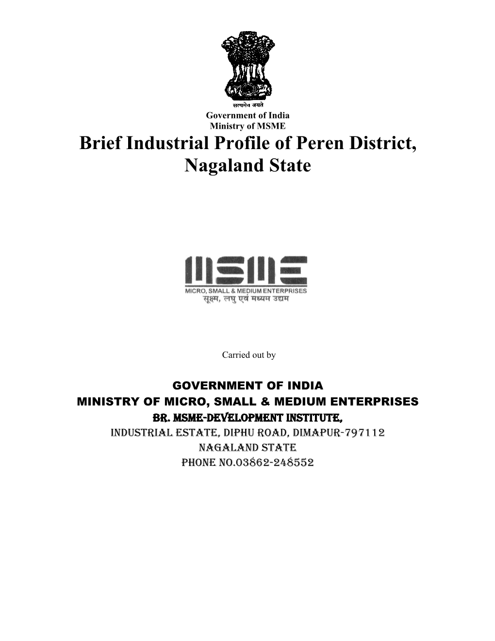 Brief Industrial Profile of Peren District, Nagaland State