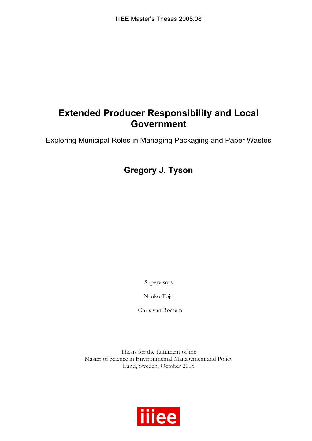 Extended Producer Responsibility and Local Government