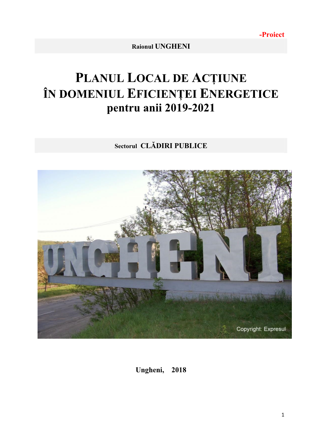 PLANUL LOCAL DE ACȚIUNE ÎN DOMENIUL EFICIENȚEI ENERGETICE Pentru Anii 2019-2021