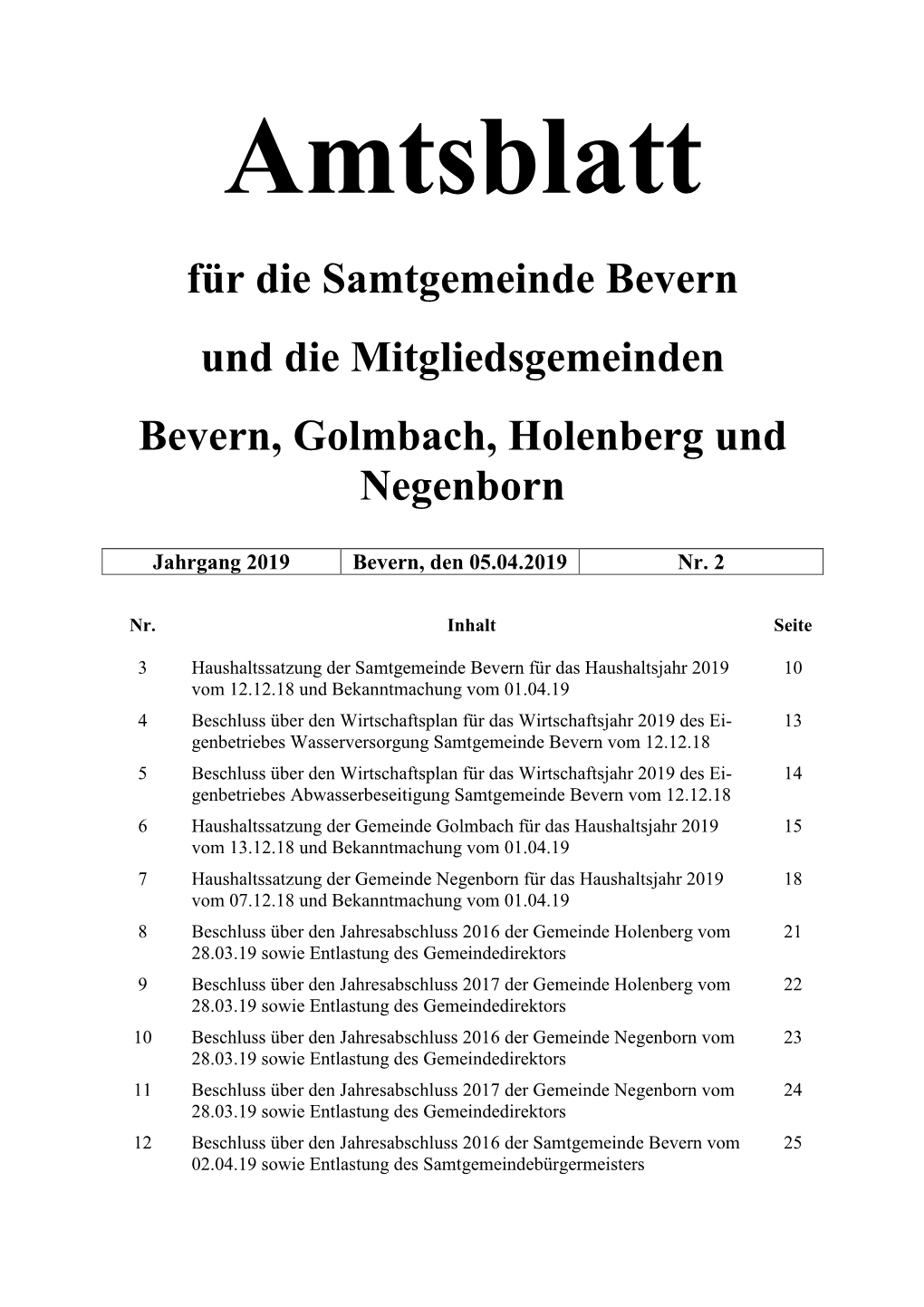 Amtsblatt Nr. 2 Vom 05.04.2019 Seite 10