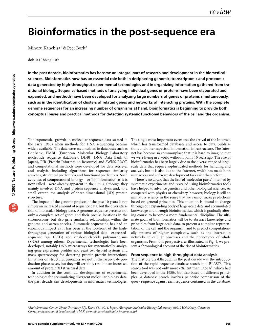 Bioinformatics in the Post-Sequence Era