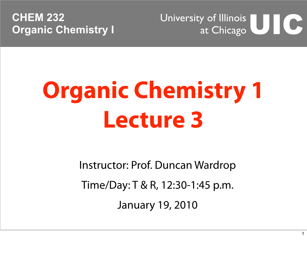 Organic Chemistry 1 Lecture 3