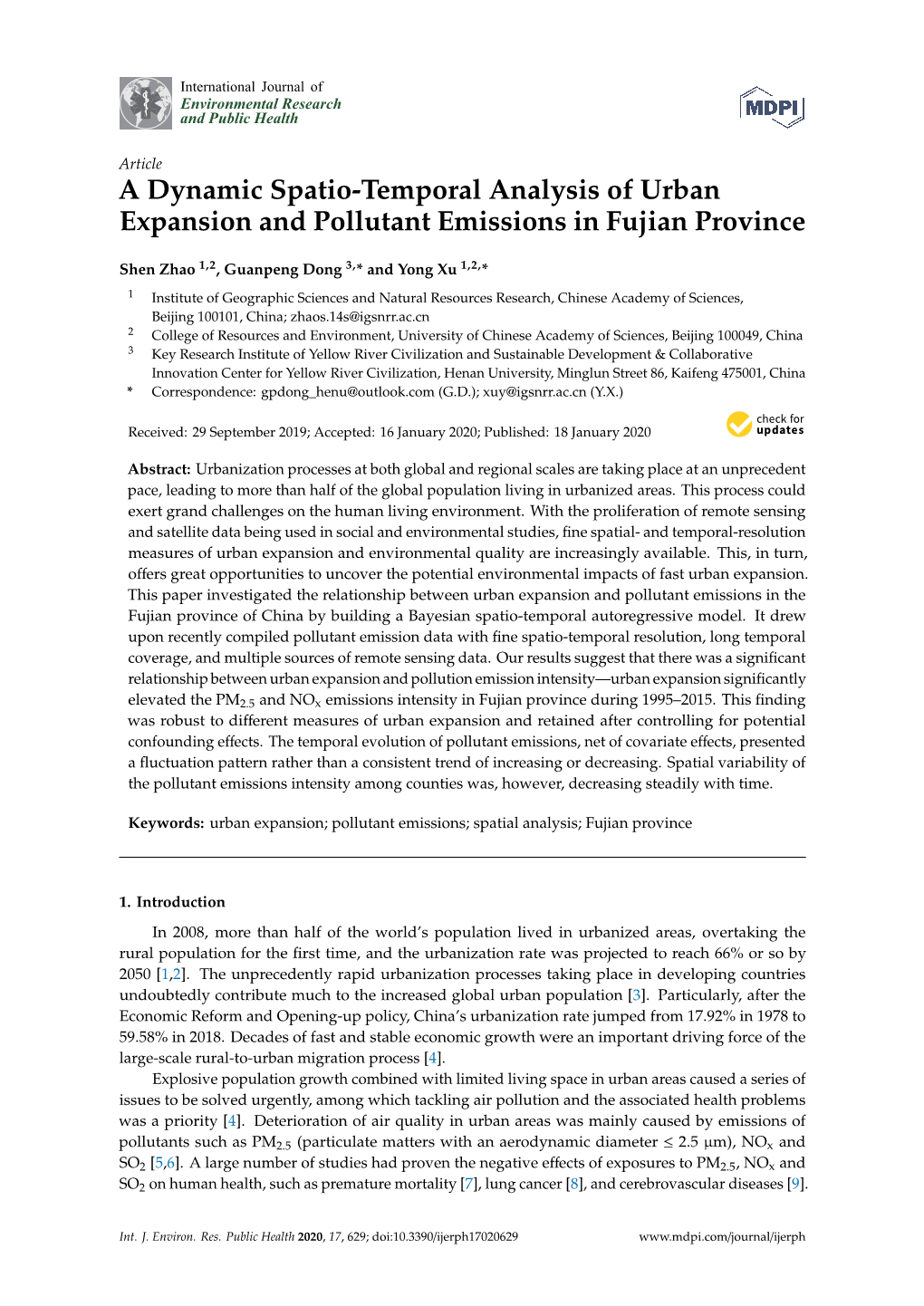 A Dynamic Spatio-Temporal Analysis of Urban Expansion and Pollutant Emissions in Fujian Province