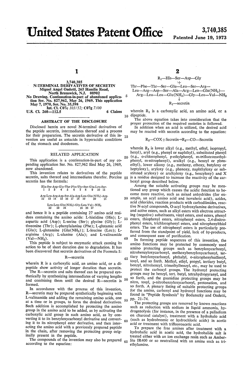 United States Patent Office Patented June 19, 1973