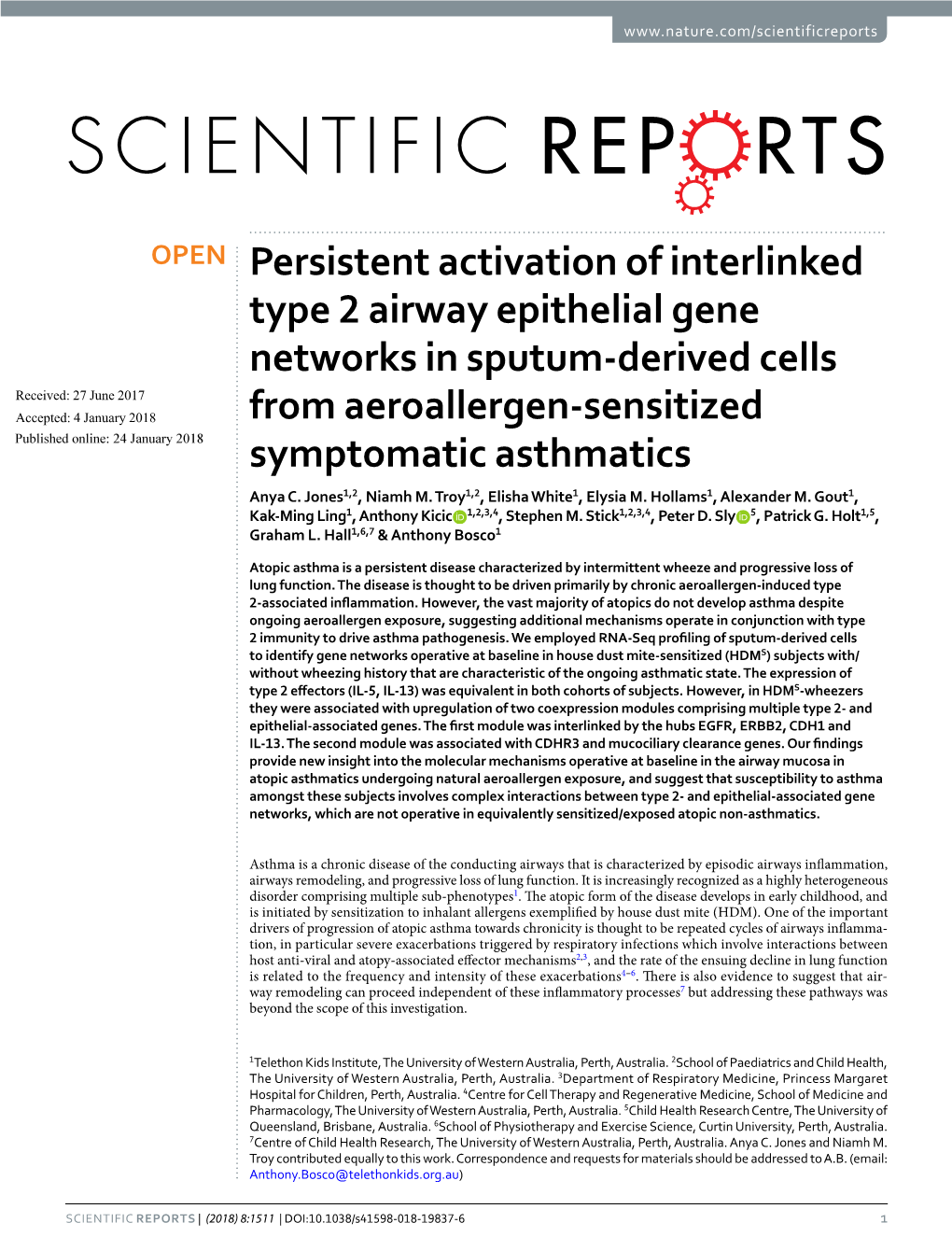 Persistent Activation of Interlinked Type 2 Airway Epithelial Gene Networks