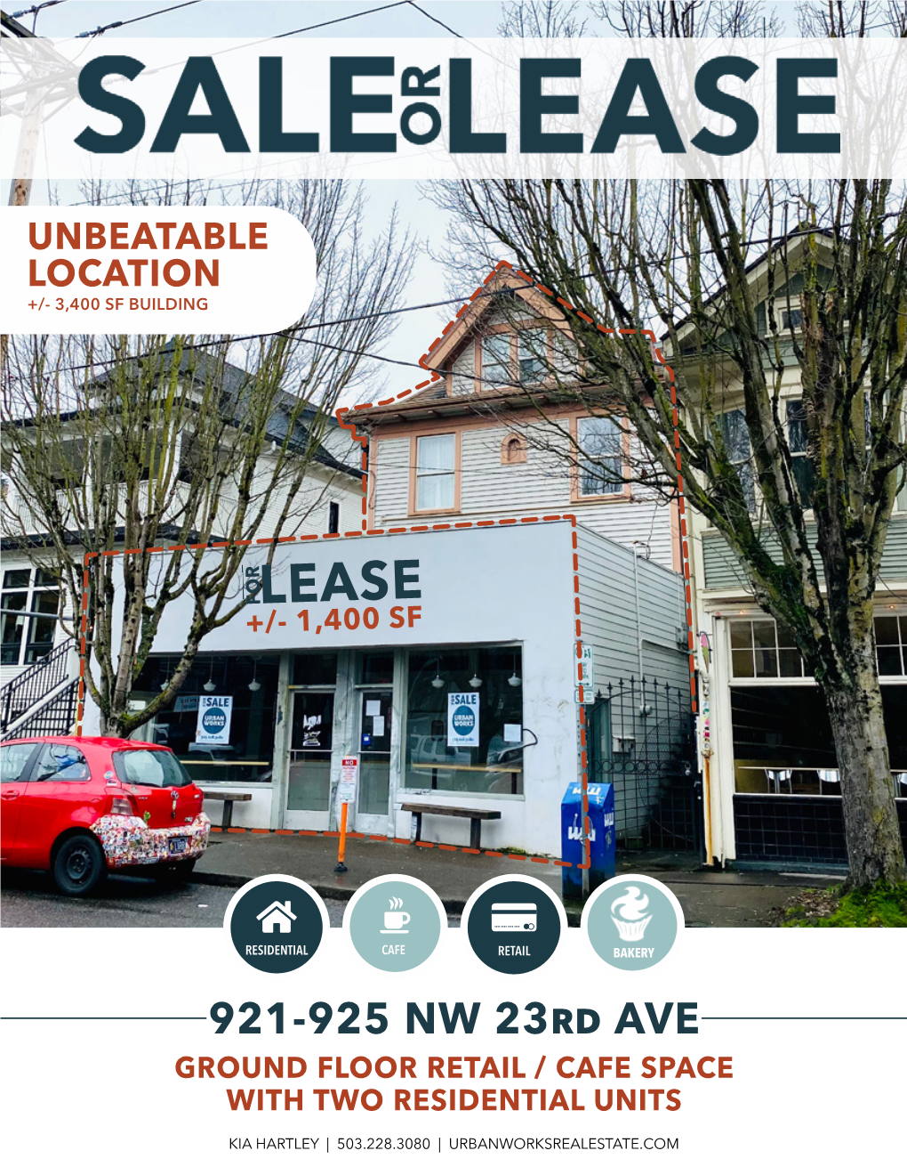 921-925 NW 23Rd AVE GROUND FLOOR RETAIL / CAFE SPACE with TWO RESIDENTIAL UNITS