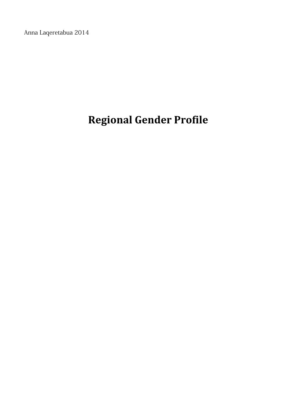 Regional Gender Profile