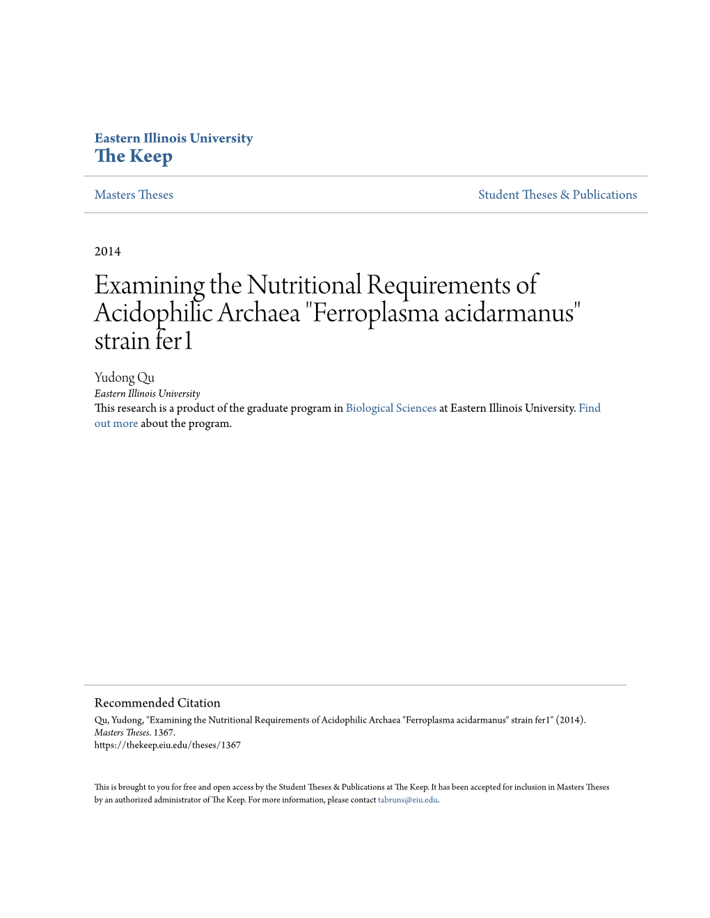 Examining the Nutritional Requirements of Acidophilic Archaea