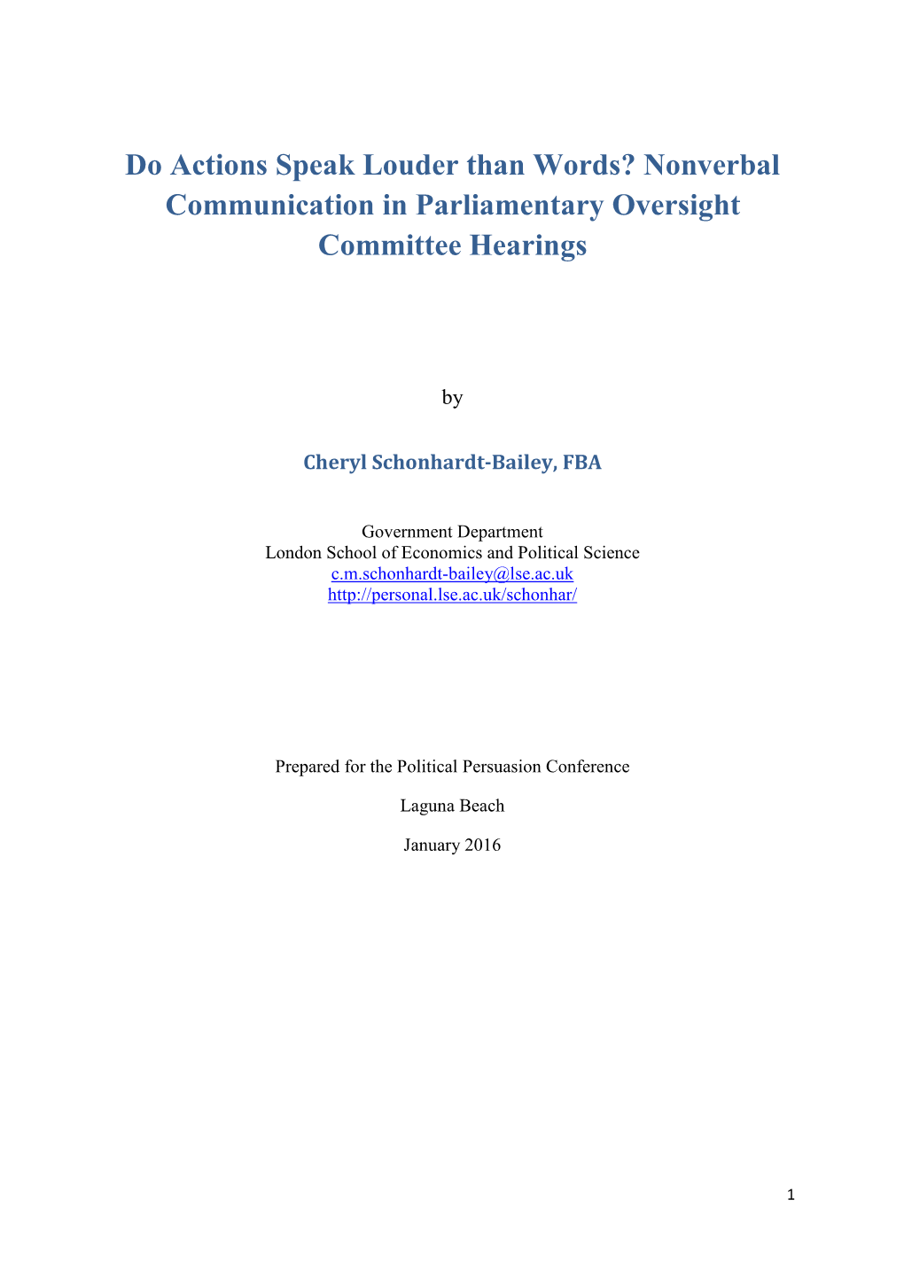 Do Actions Speak Louder Than Words? Nonverbal Communication in Parliamentary Oversight Committee Hearings