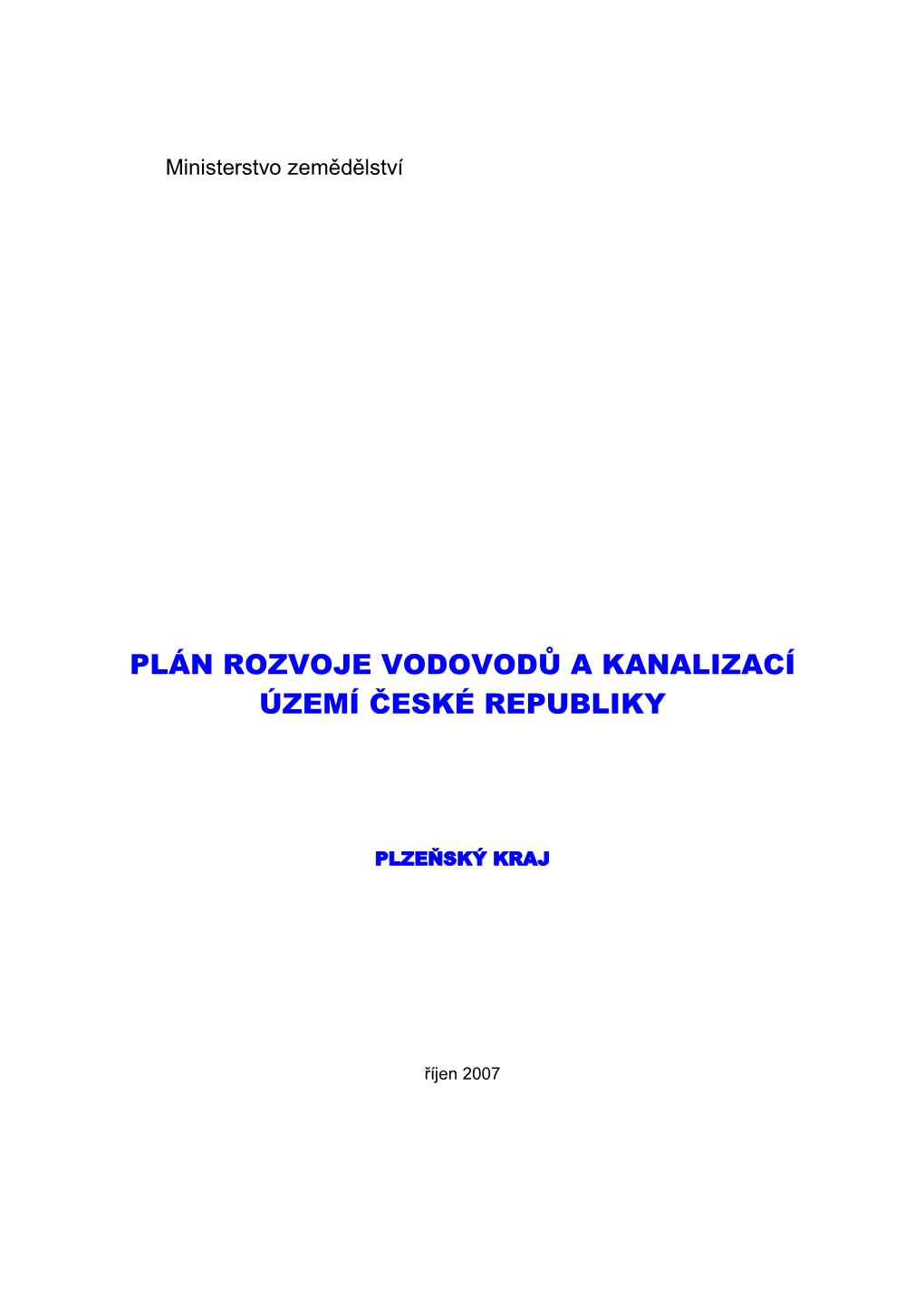 Plán Rozvoje Vodovodů a Kanalizací Území České Republiky