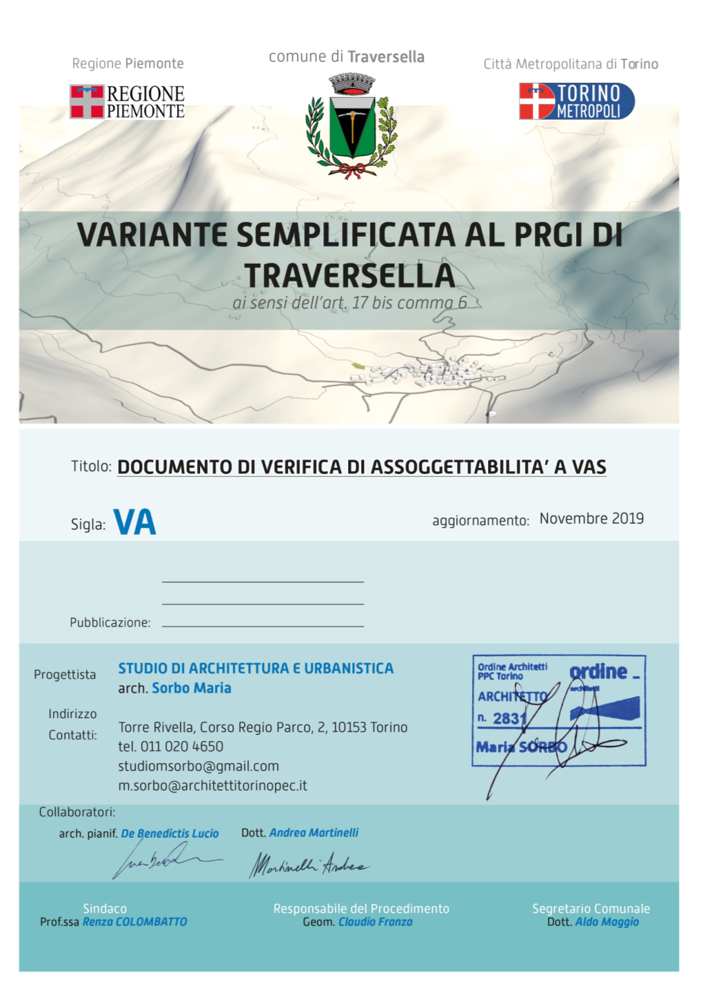 DOCUMENTO DI VERIFICA DI ASSOGGETTABILITÀ a VAS VARIANTE SEMPLIFICATA Al PRG Ai Sensi Dell’ Art.17 Bis Comma 2, 6 - L.R