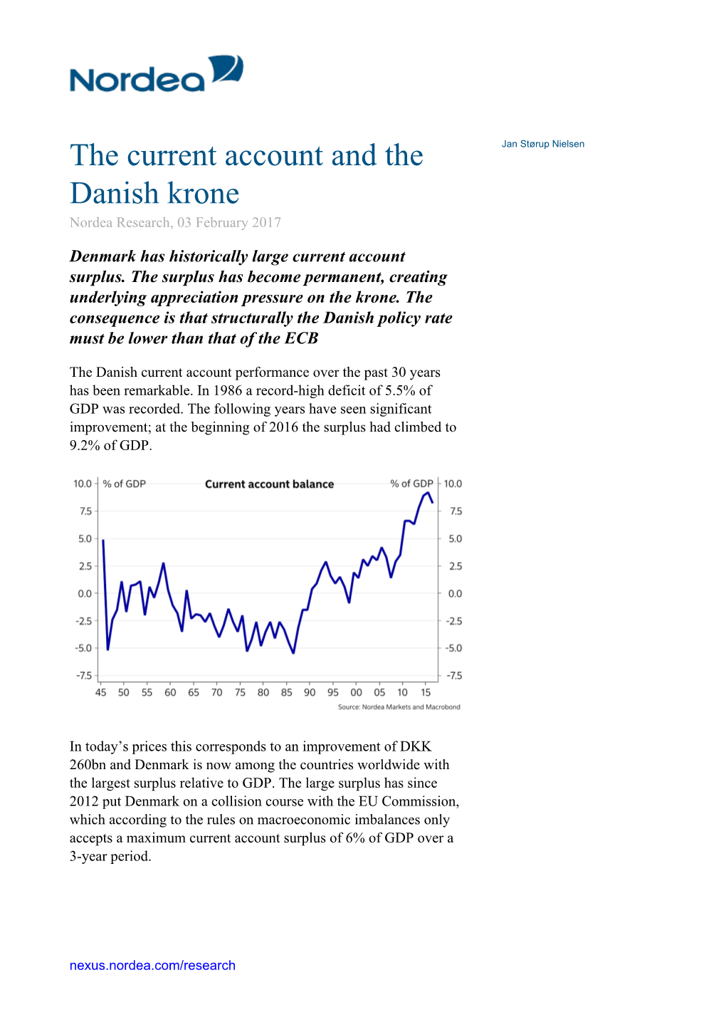 The Current Account and the Danish Krone