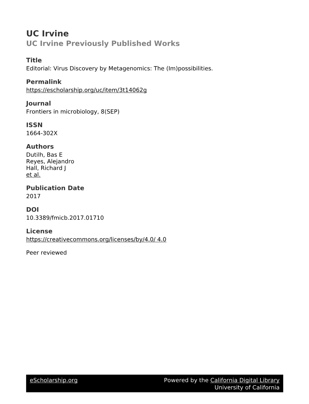 Virus Discovery by Metagenomics: the (Im)Possibilities