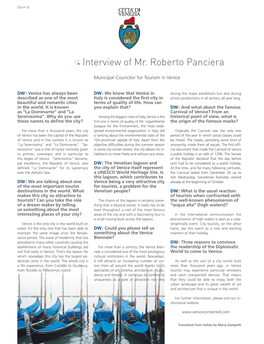 Interview of Mr. Roberto Panciera
