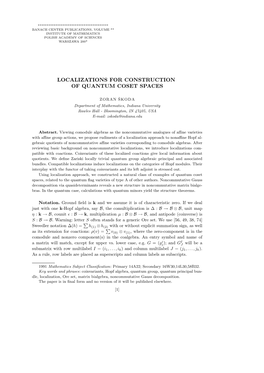 Localizations for Construction of Quantum Coset Spaces