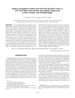 Dietary Conjugated Linoleic Acid with Fish Oil Alters Yolk N-3 and Trans Fatty Acid Content and Volatile Compounds in Raw, Cooked, and Irradiated Eggs1