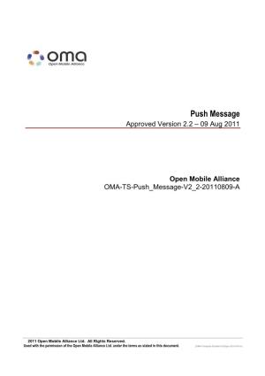 Push Message Approved Version 2.2 – 09 Aug 2011