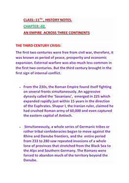 Class:-11Th , History Notes. Chapter:-02. an Empire Across Three Continents