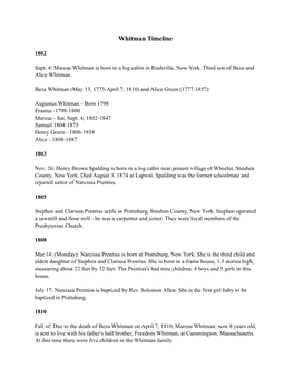 Whitman Timeline NPS