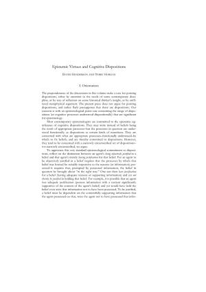 Epistemic Virtues and Cognitive Dispositions