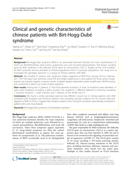 Clinical and Genetic Characteristics of Chinese Patients with Birt-Hogg