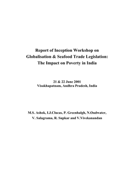 Report of Inception Workshop on Globalisation & Seafood Trade