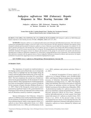 Indigofera Suffruticosa Mill (Fabaceae): Hepatic Responses in Mice Bearing Sarcoma 180