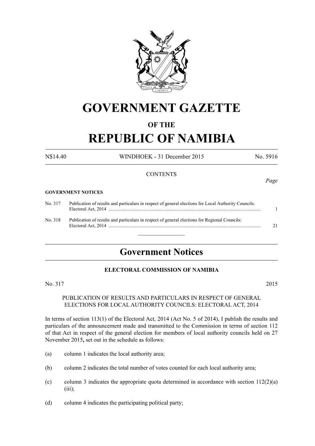 Government Gazette Republic of Namibia