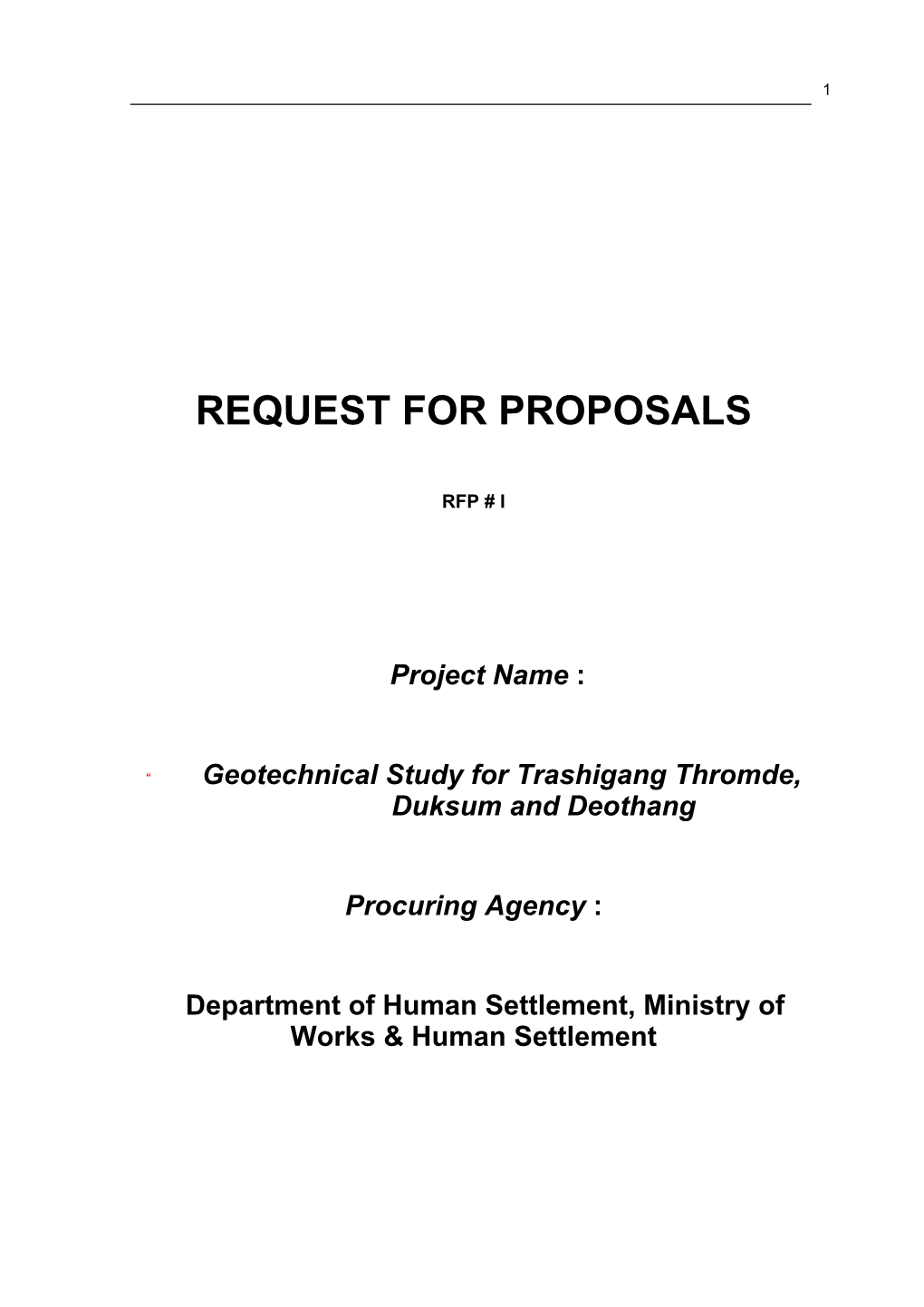 Request for Proposals