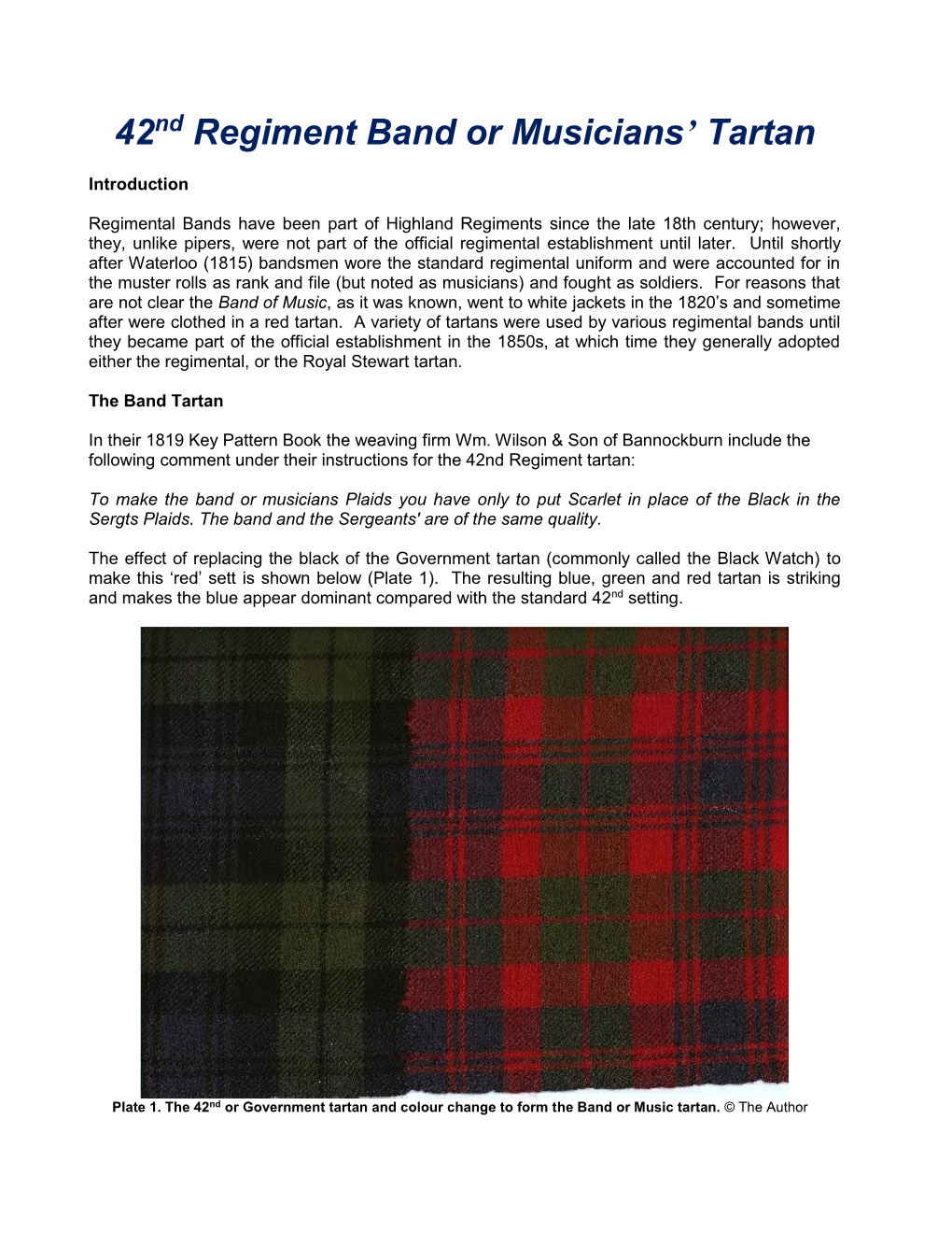 42Nd Band Tartan C1820