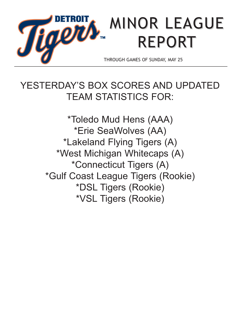 05-26-2014 Tigers Minor League Report