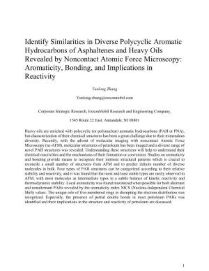 Identify Similarities in Diverse Polycyclic Aromatic Hydrocarbons of Asphaltenes and Heavy Oils Revealed by Noncontact Atomic Fo