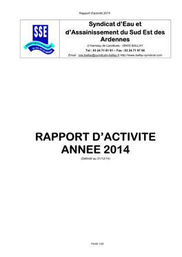 Rapport D'activite Annee 2014