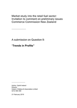 Market Study Into the Retail Fuel Sector: Invitation to Comment on Preliminary Issues Commerce Commission New Zealand
