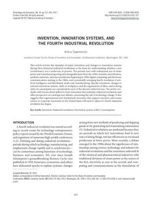 Invention, Innovation Systems, and the Fourth Industrial Revolution