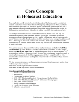 Core Concepts in Holocaust Education