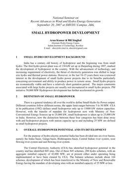Small Hydropower Development