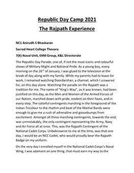 Republic Day Camp 2021 the Rajpath Experience