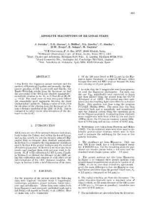 ABSOLUTE MAGNITUDES of RR LYRAE STARS J. Fernley1, T.G