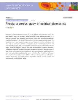 Phobia: a Corpus Study of Political Diagnostics ✉ Jan Buts 1